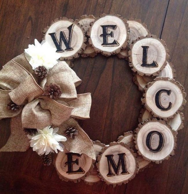 Burned Wood Welcome Circle