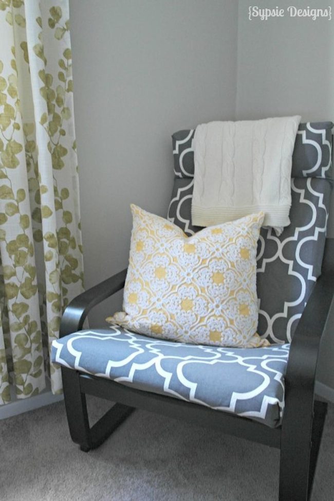Dark Wood Chair With Yellow Floral Accents