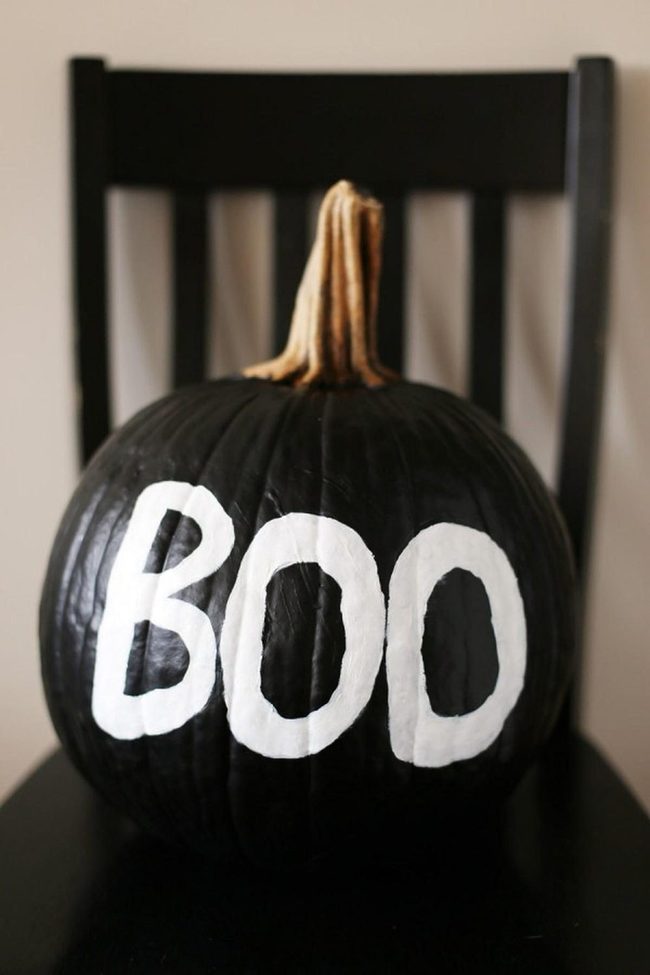 Black Pumpkins With White Boo Letters