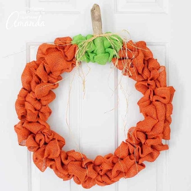 Shaggy Orange Burlap Pumpkin