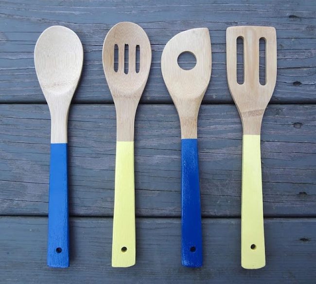 Painted Wood Spoons Bright Colors
