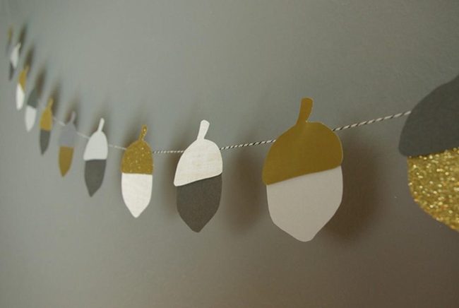 Gold Paper Acorn Garland