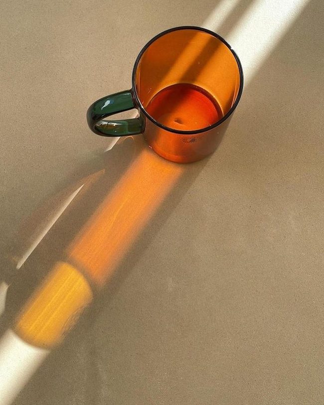 Amber Glass Mug Golden Window Glow