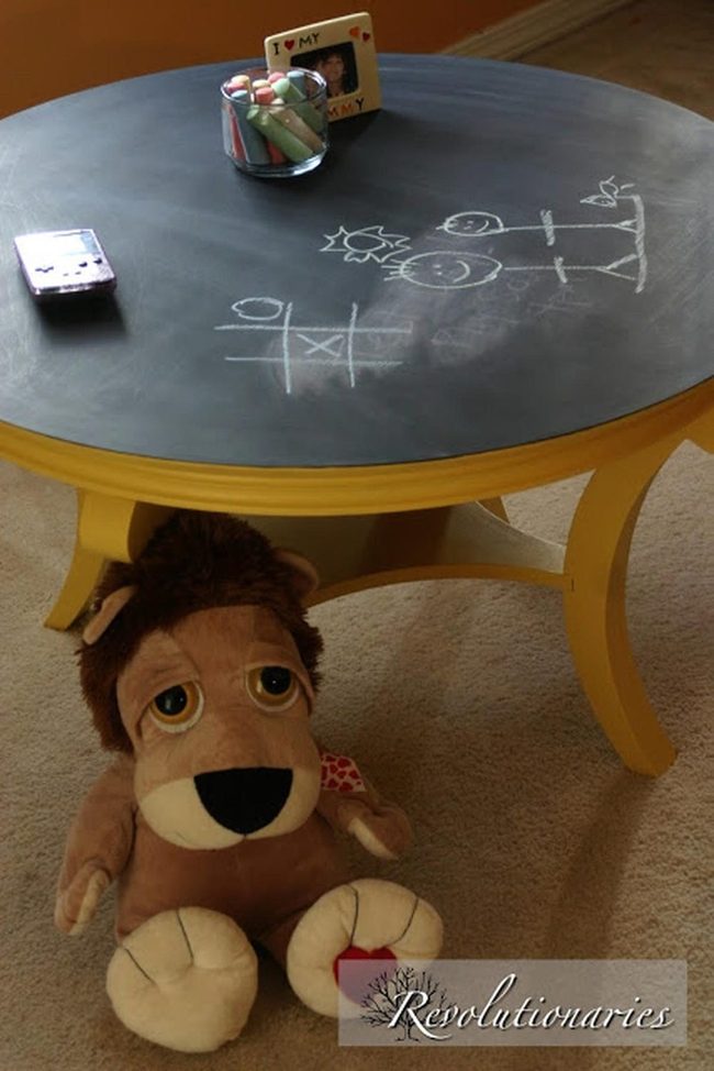 Black Chalkboard Table Yellow Legs