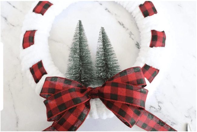 Chunky Yarn And Ribbon Wreath