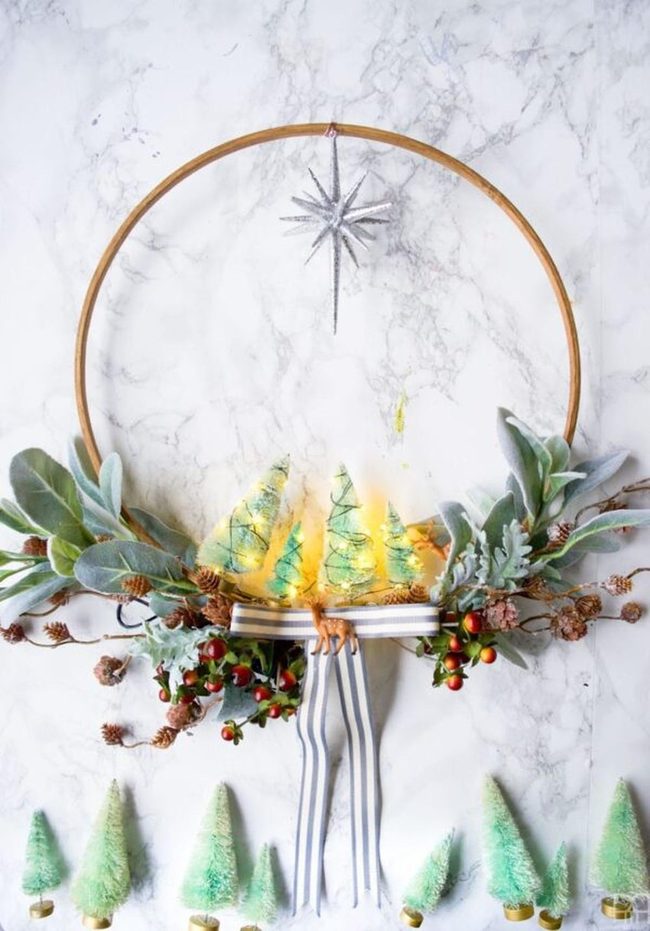 Mint Green Bottle Brush Holiday Wreath