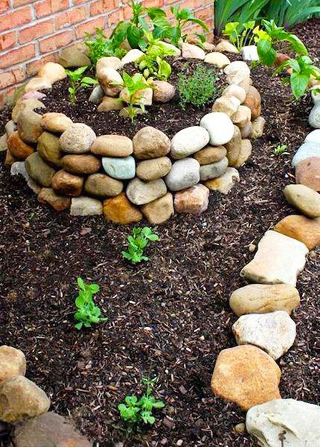 River Stone Spiral Herb Garden