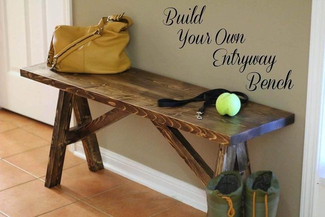 Wooden Sawhorse Bench Storage