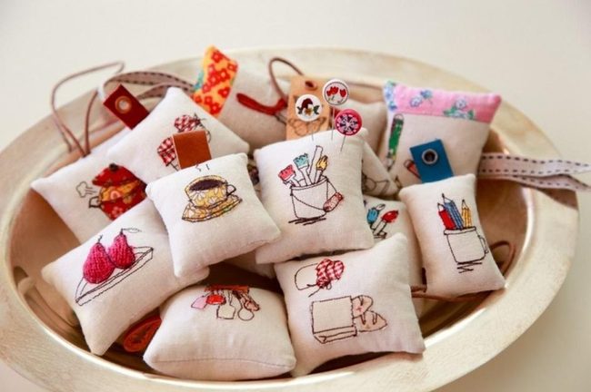 Embroidered Fabric Squares With Whimsy