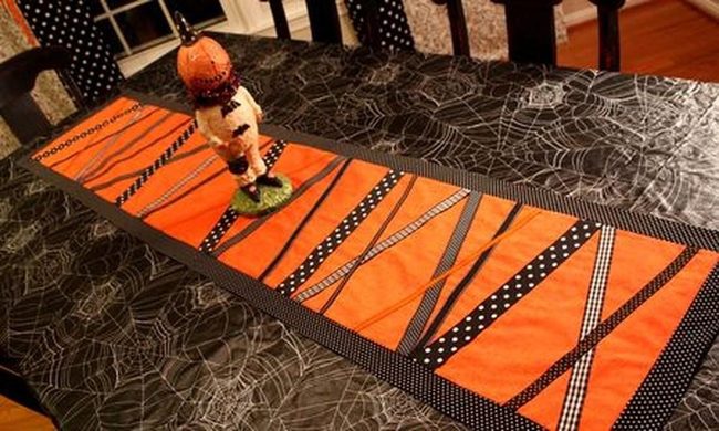 Orange Striped Pumpkin Table