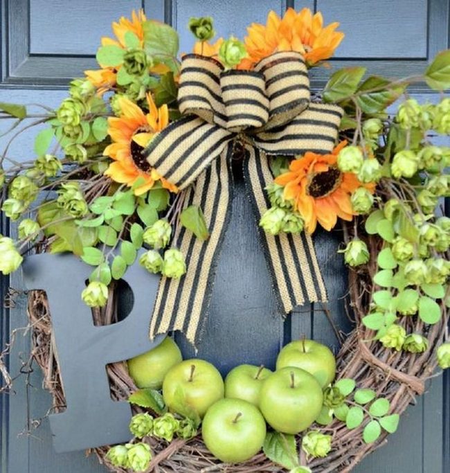 Sunflower Wreath With Monogram