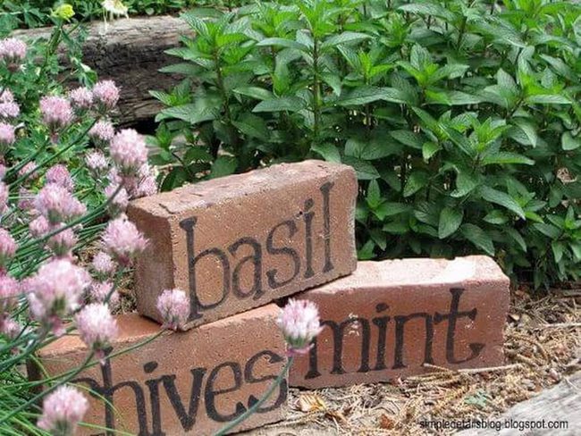 Painted Brick Herb Labels