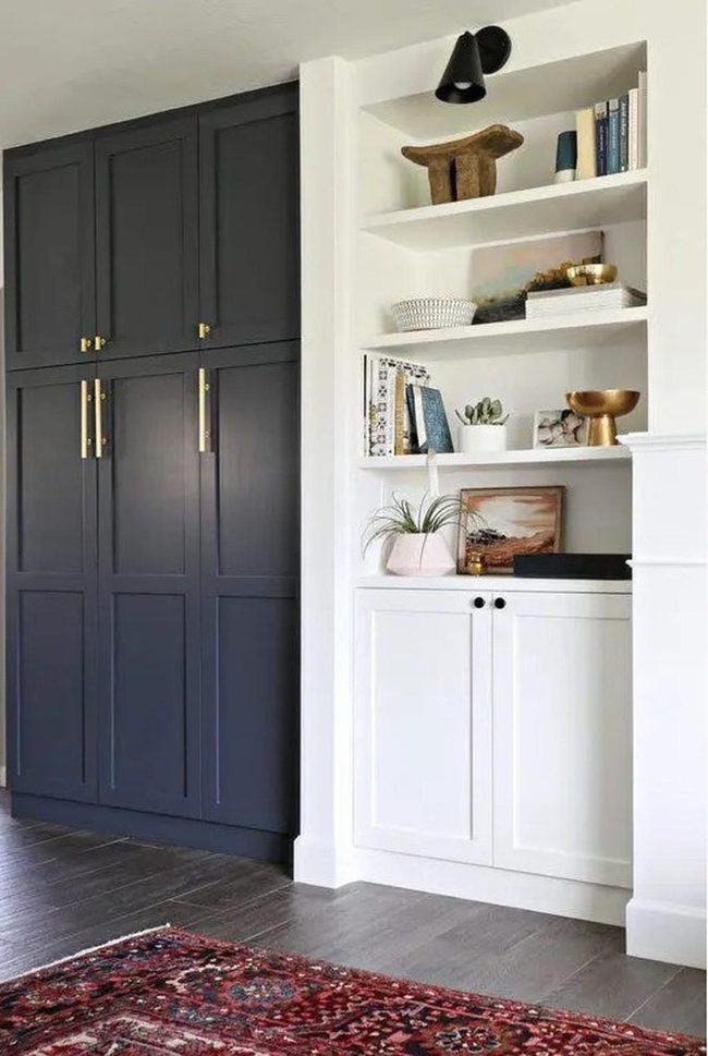Dark Blue Cabinets Gold Hardware Kitchen