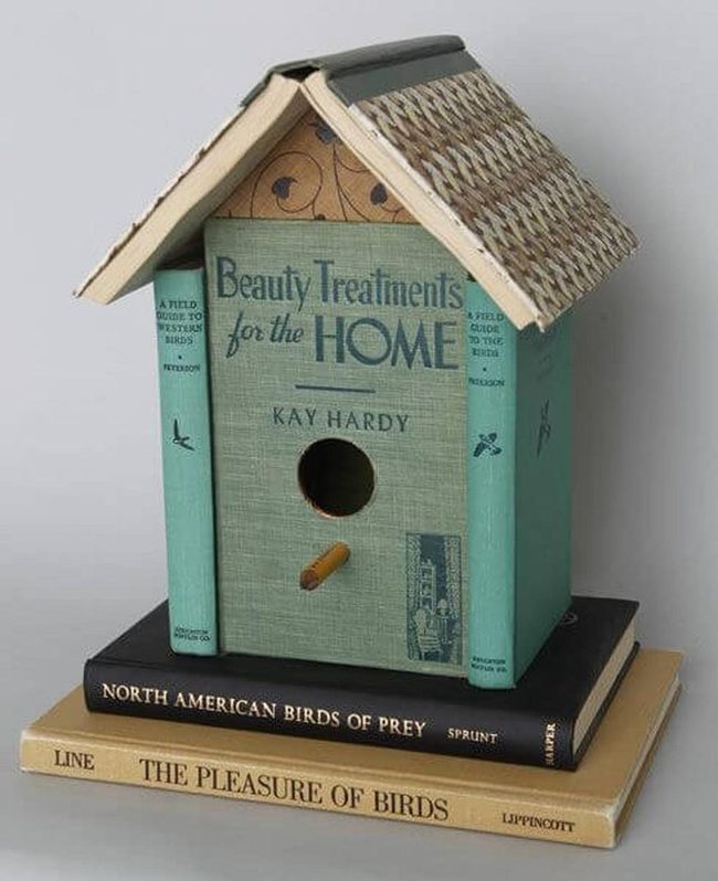 Stacked Vintage Books Birdhouse