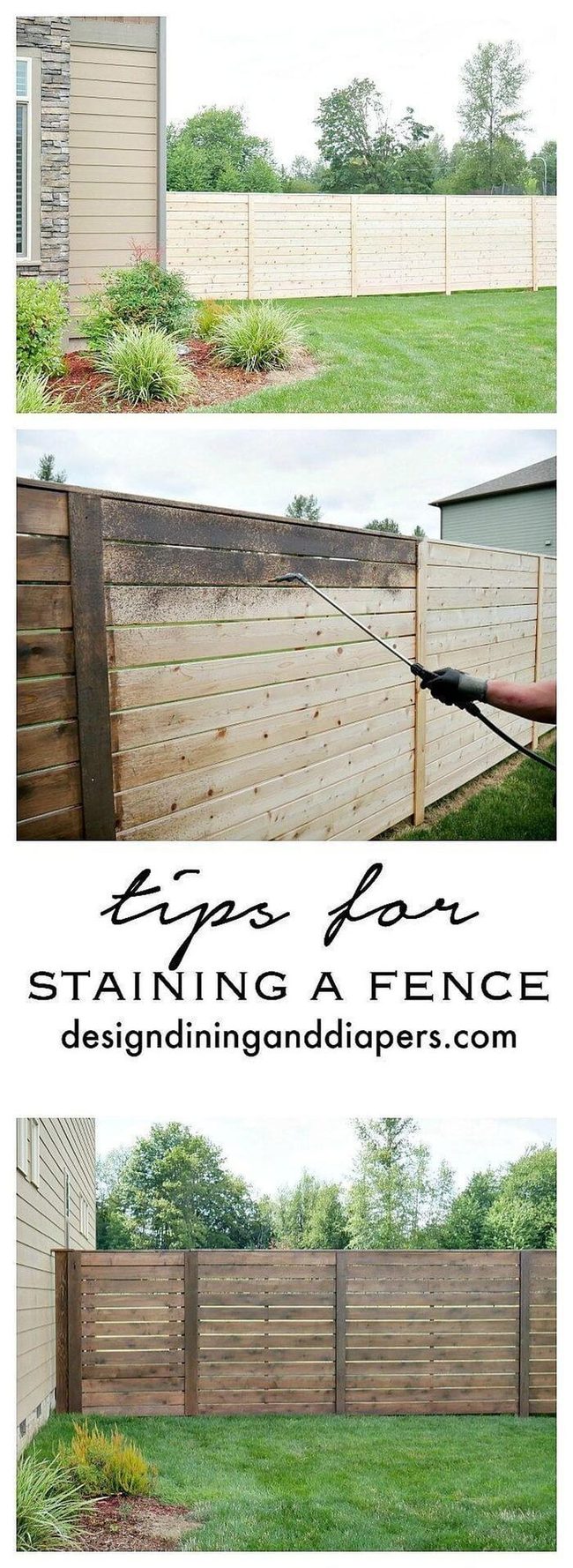 Horizontal Stained Wood Fencing