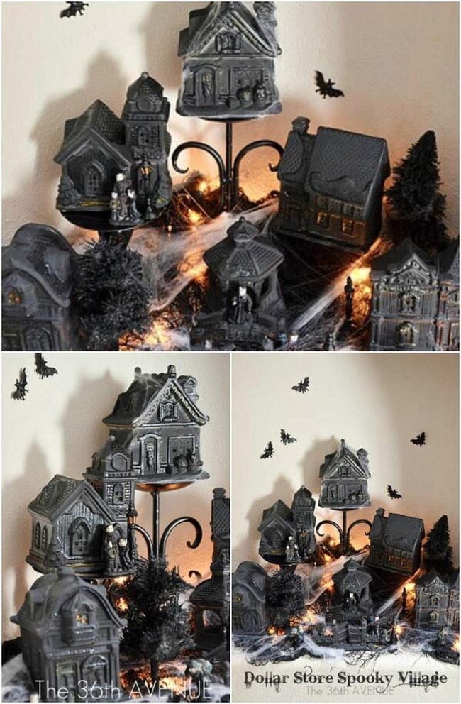Dollar Store Spooky Figurine Village