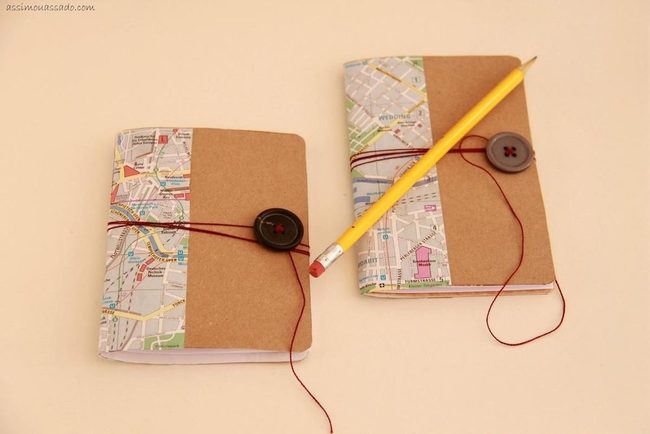 Pastel Map Fragments On Brown Paper