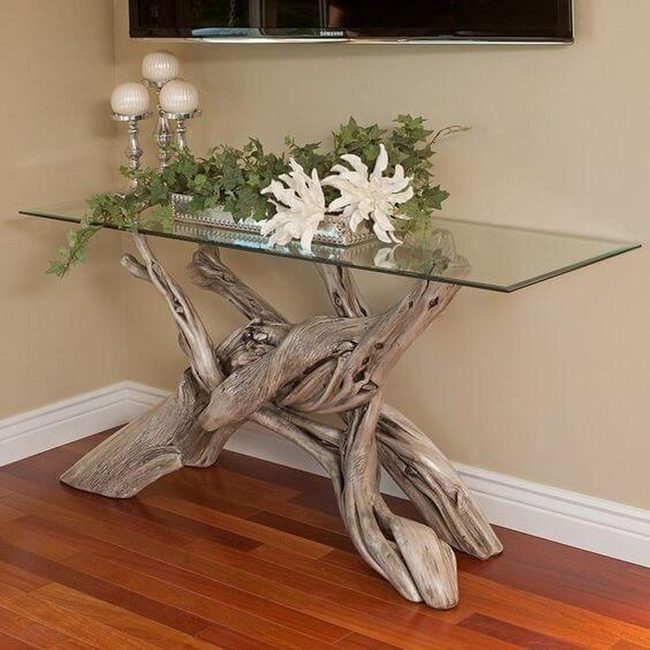 Twisted Wood Glass Nature Table