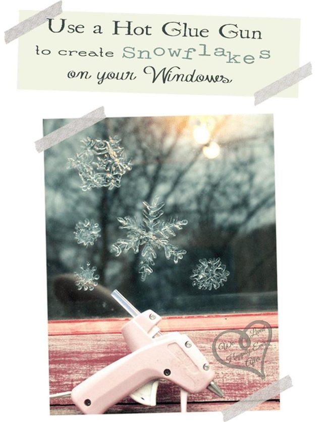 Pink Glue Snowflakes On Glass