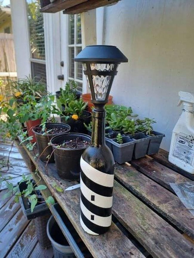 Black And White Striped Bottle Light