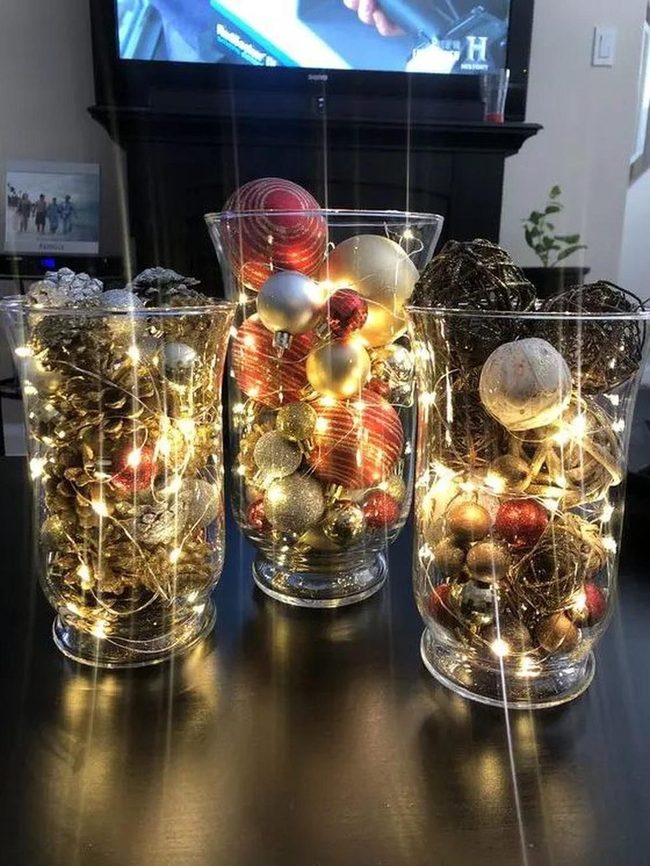 Glittering Ornaments With Pinecone Texture