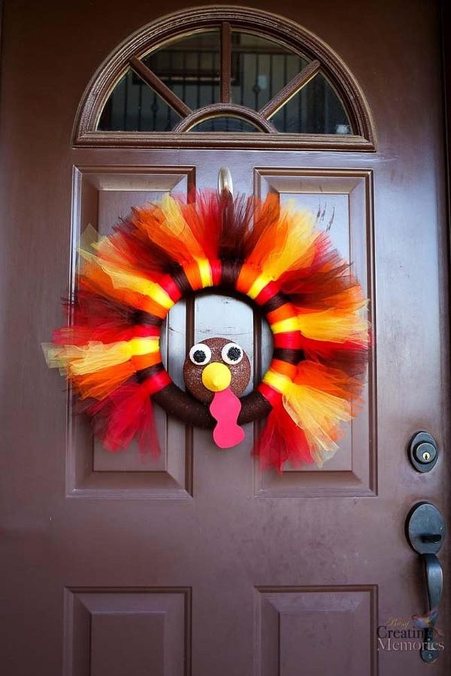Autumn Tulle Turkey Wreath