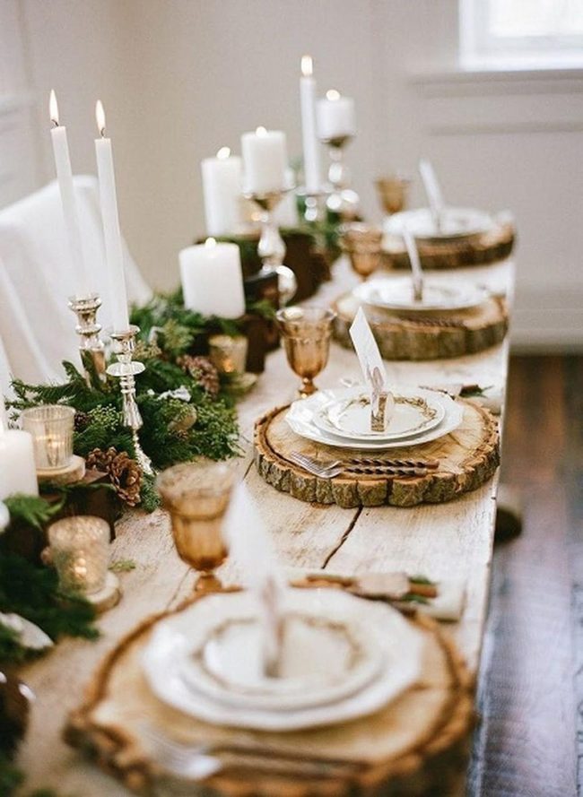 Wood Slice Forest Tablescape