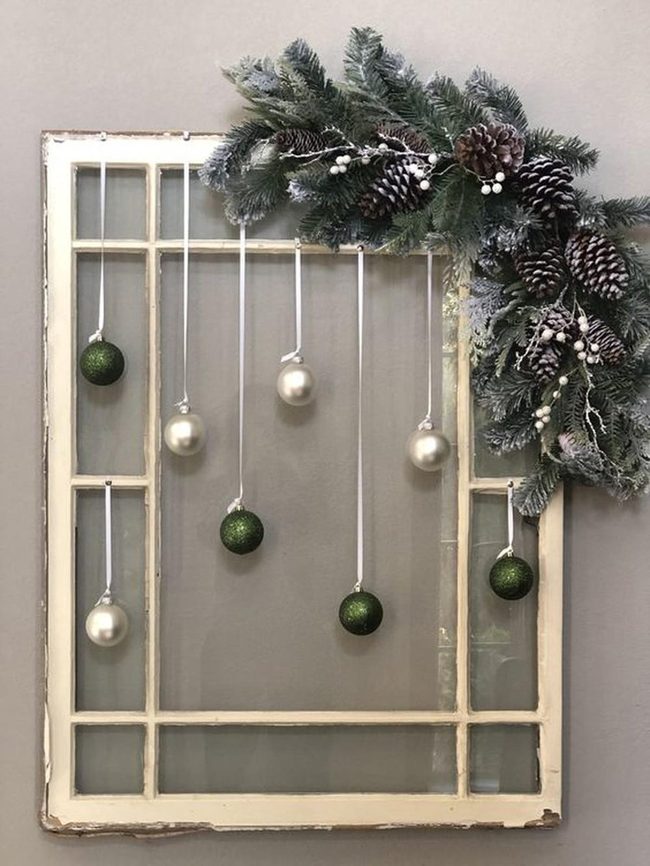 Frosted Pine And Pearl Ornaments