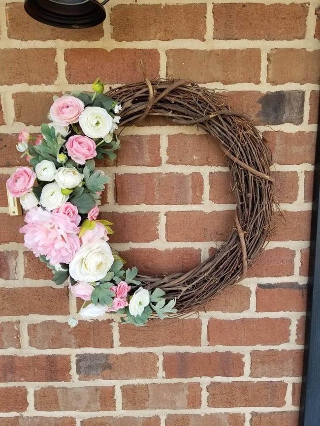 Soft Pink Blooms Woven Wreath