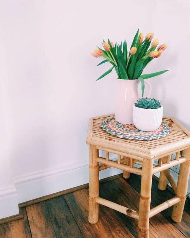 Pink Tulips, Bamboo Elegance