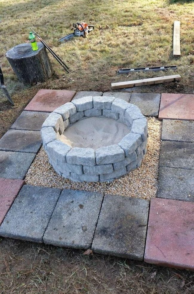 Stone Square Firepit Center