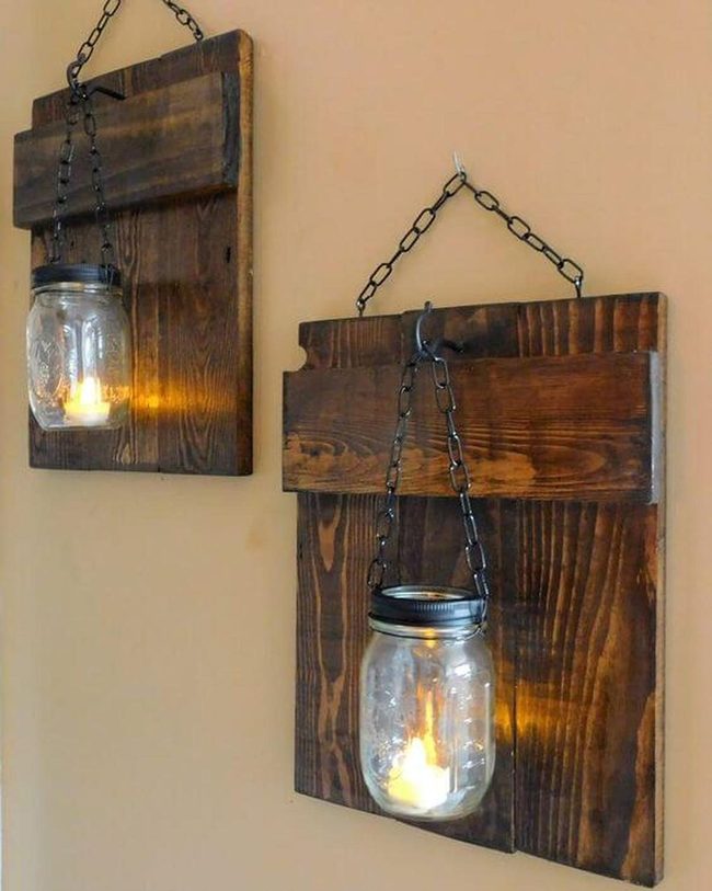 Golden Glass Jars Wood Walls