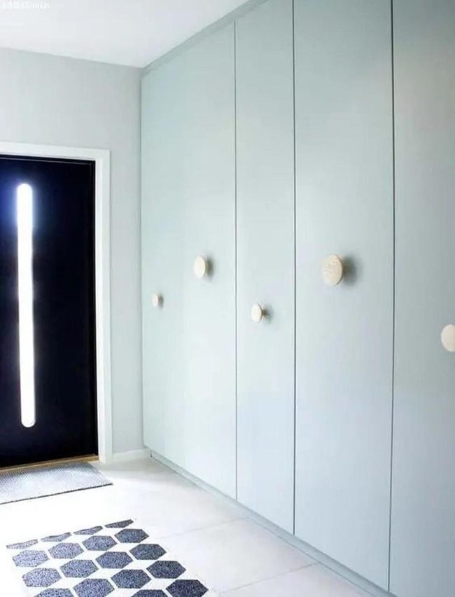 Light Blue Cabinets And Hexagon Floors