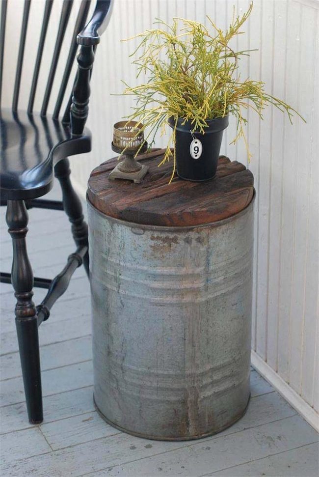 Weathered Wood Bucket Table