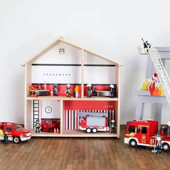 Red Fire Station Wooden Playhouse