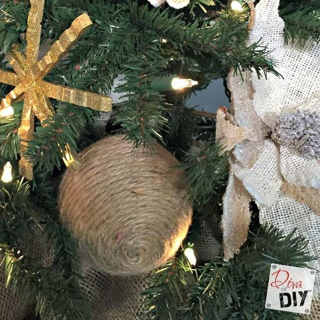 Burlap-Wrapped Glass Ornaments