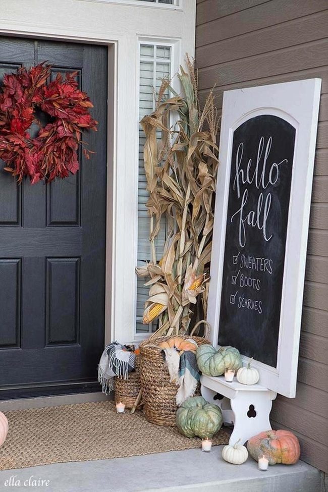 Framed Chalkboard With Seasonal Flowers