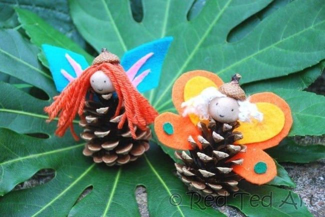 Pinecone Fairies with Glitter Wings