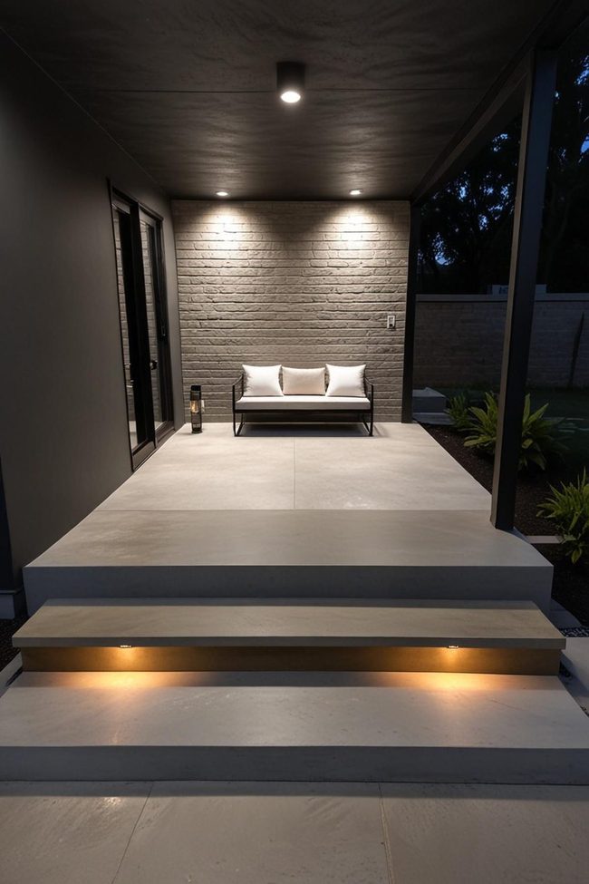 Mixed Finish Concrete Porch