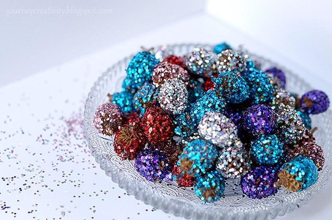 Multicolor Glitter Acorns Shine