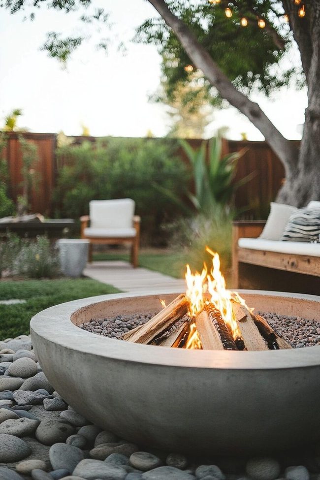 Concrete Fire Pit With Integrated Seating