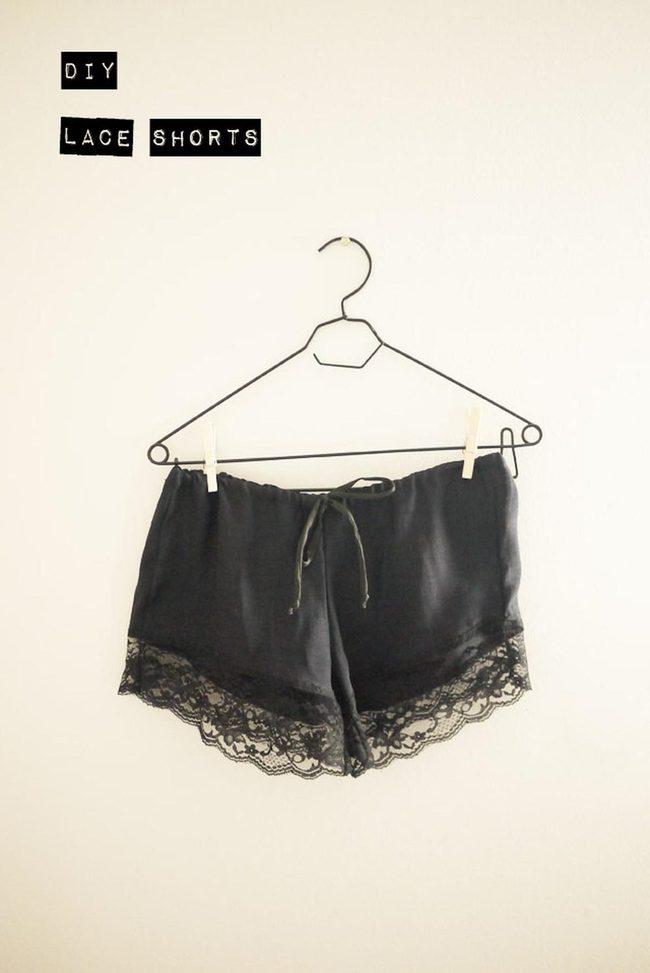 Black Lace Trim Shorts