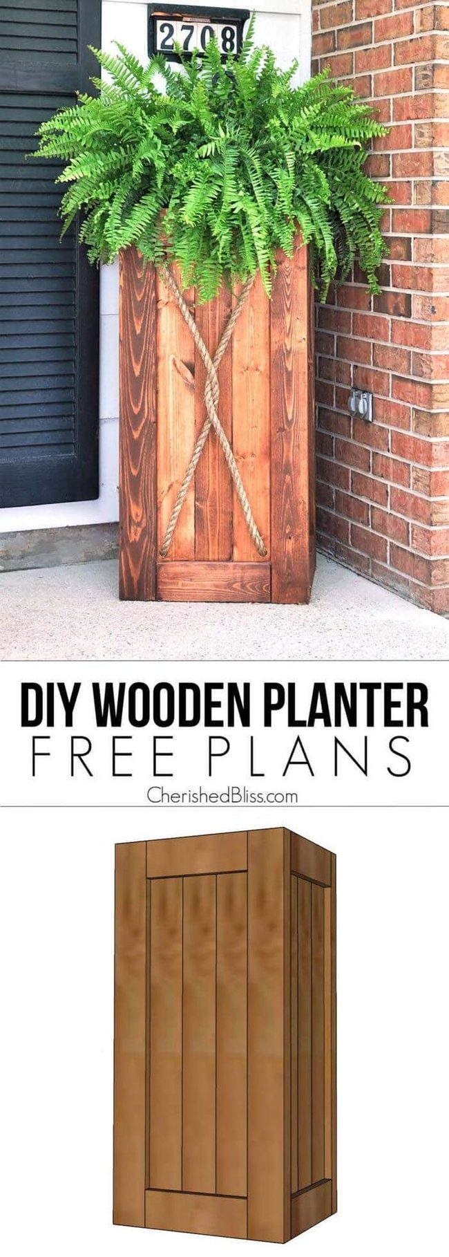 Tall Wooden Planters Front Entrance