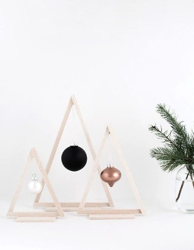 Wooden Triangles Hold Ornaments