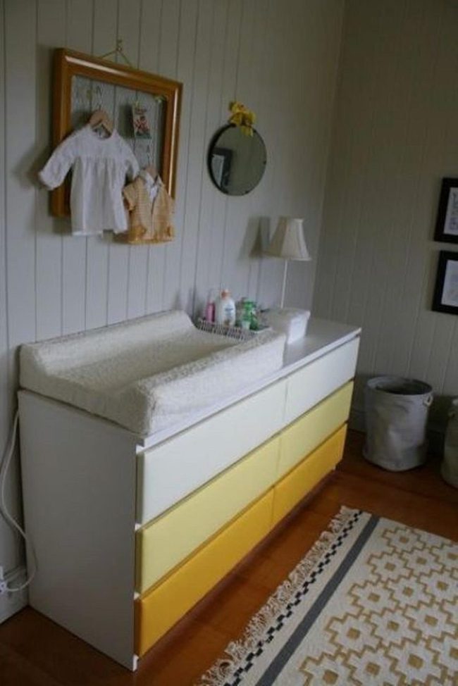 White And Yellow Dresser Nursery