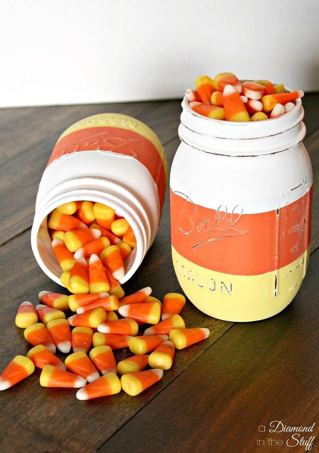 Candy Corn Painted Jars