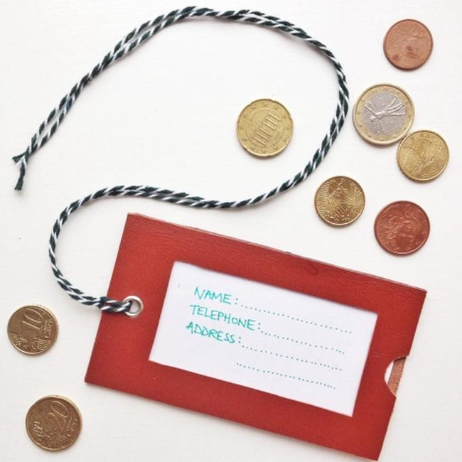 Red Tag With Scattered Coins