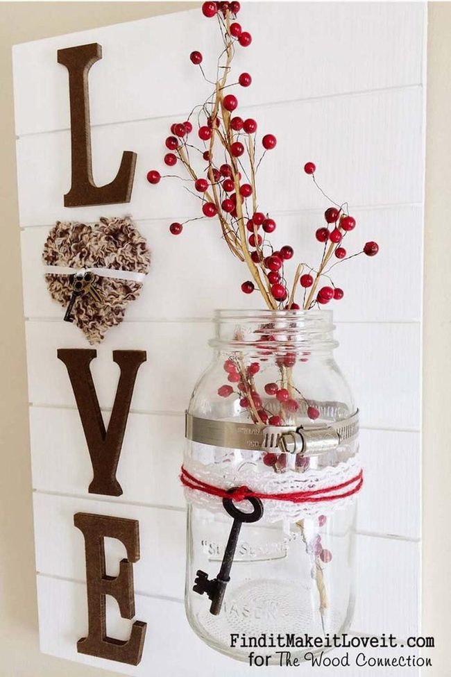 White Slat Frame Mason Jar Display