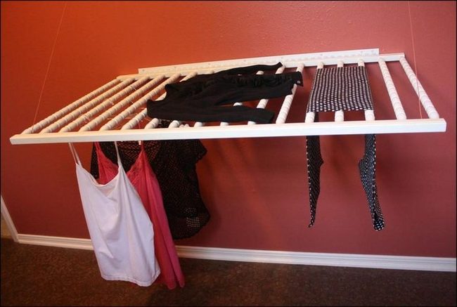 Red Walls White Racks Living