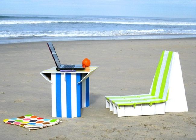 Sandy Striped Workspace With Ocean View